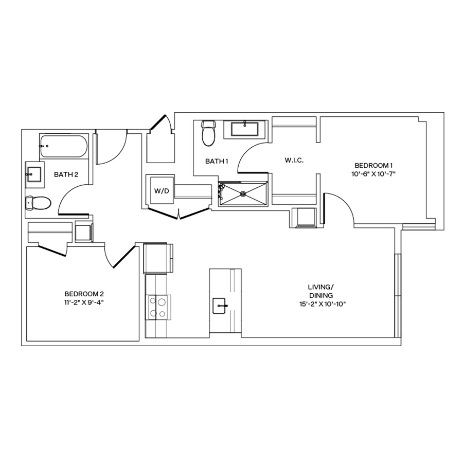 Rendering of the C4.L floor plan with 2 bedroom[s] and 2 bathroom[s] at Coeval II