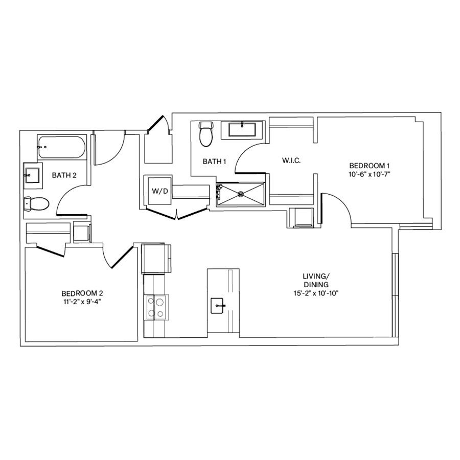 Rendering of the C5.L floor plan with 2 bedroom[s] and 2 bathroom[s] at Coeval II