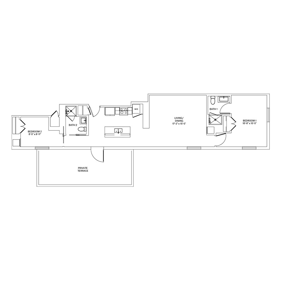 Rendering of the C10.L floor plan with 2 bedroom[s] and 2 bathroom[s] at Coeval II